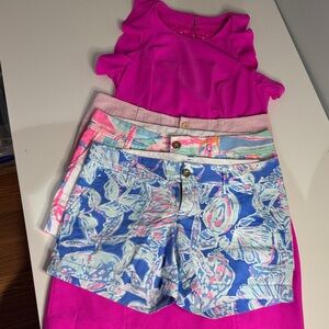 Lilly Pulitzer size 6 bundle Vibrant Pink dress and Colorful Shorts Set